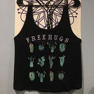 free hugs cactus graphic tank top. size womens medium